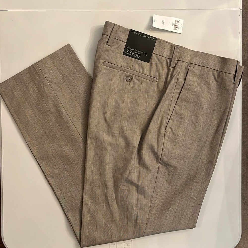 NWT, Banana Republic Non-Iron Slim Fit Pants, 33x30